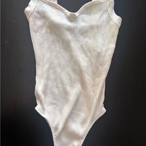 Zara Cream Ribbed Sleeveless Bodysuit